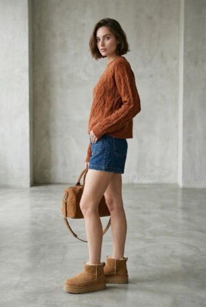 Suéter de Punto Trenzado "Terracota" | Cuello Redondo