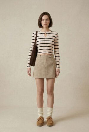Top de Morley a Rayas "Nude & Black" | Detalle Cut-Out en Escote