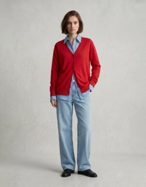 Cárdigan Rojo Intenso – Esencial Contemporáneo