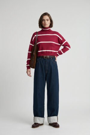 Suéter Polera a Rayas "Rouge" | Cuello Alto y Corte Clásico